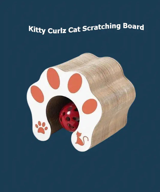 Cat scratching board with paw design on a blue background