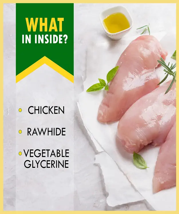 Raw chicken on a white surface with a container of oil and rosemary, labeled with ingredients.