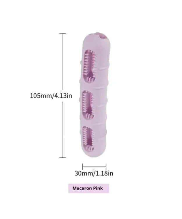Purple hairbrush with measurements and color label on a white background