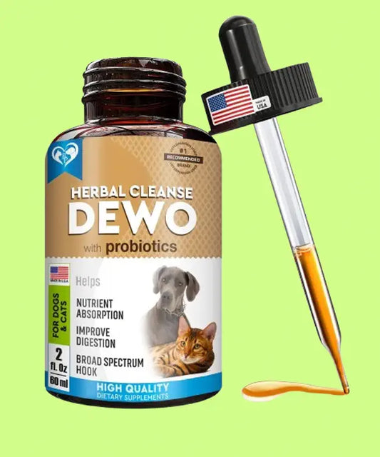 Herbal cleanse supplement bottle with dropper on a green background