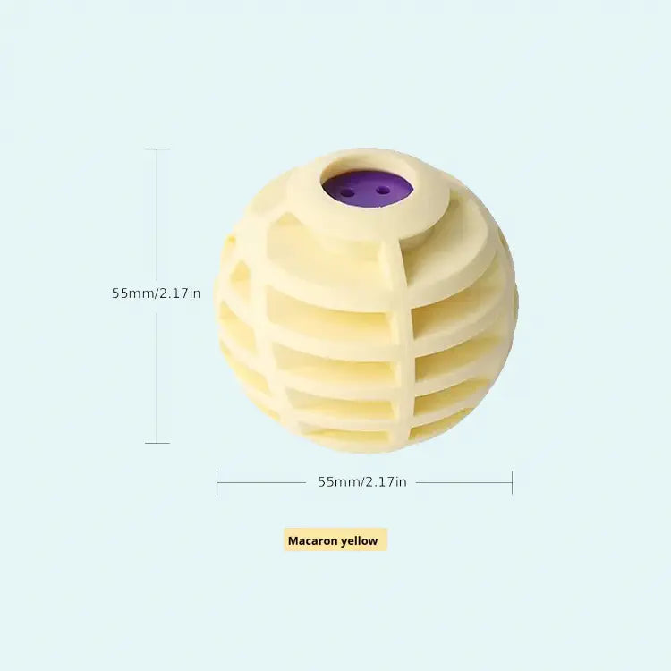 Yellow textured object with a purple center on a light blue background, showing measurements.